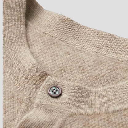 Men’s Three-Button Henley Knit Sweater