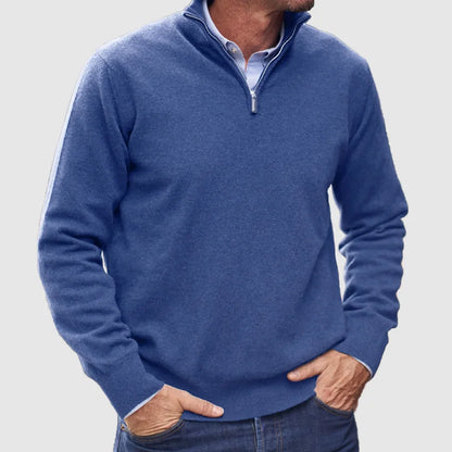 Men’s Plain Knit Cashmere Sweater with Funnel Neck
