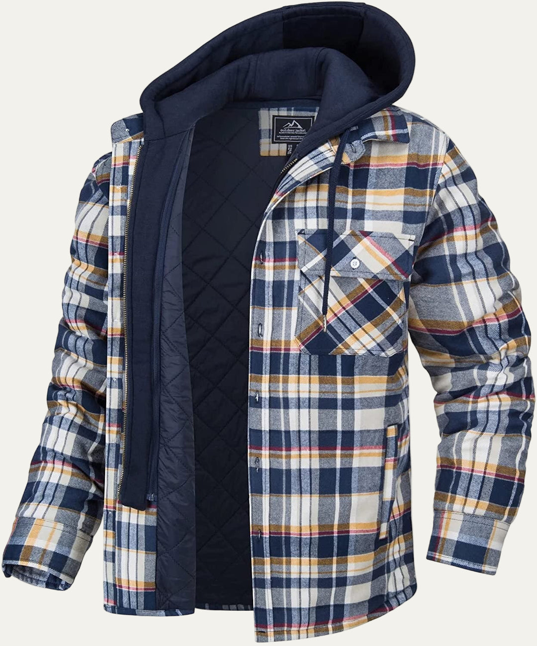 Men’s Thick Checkered Winter Hooded Jacket