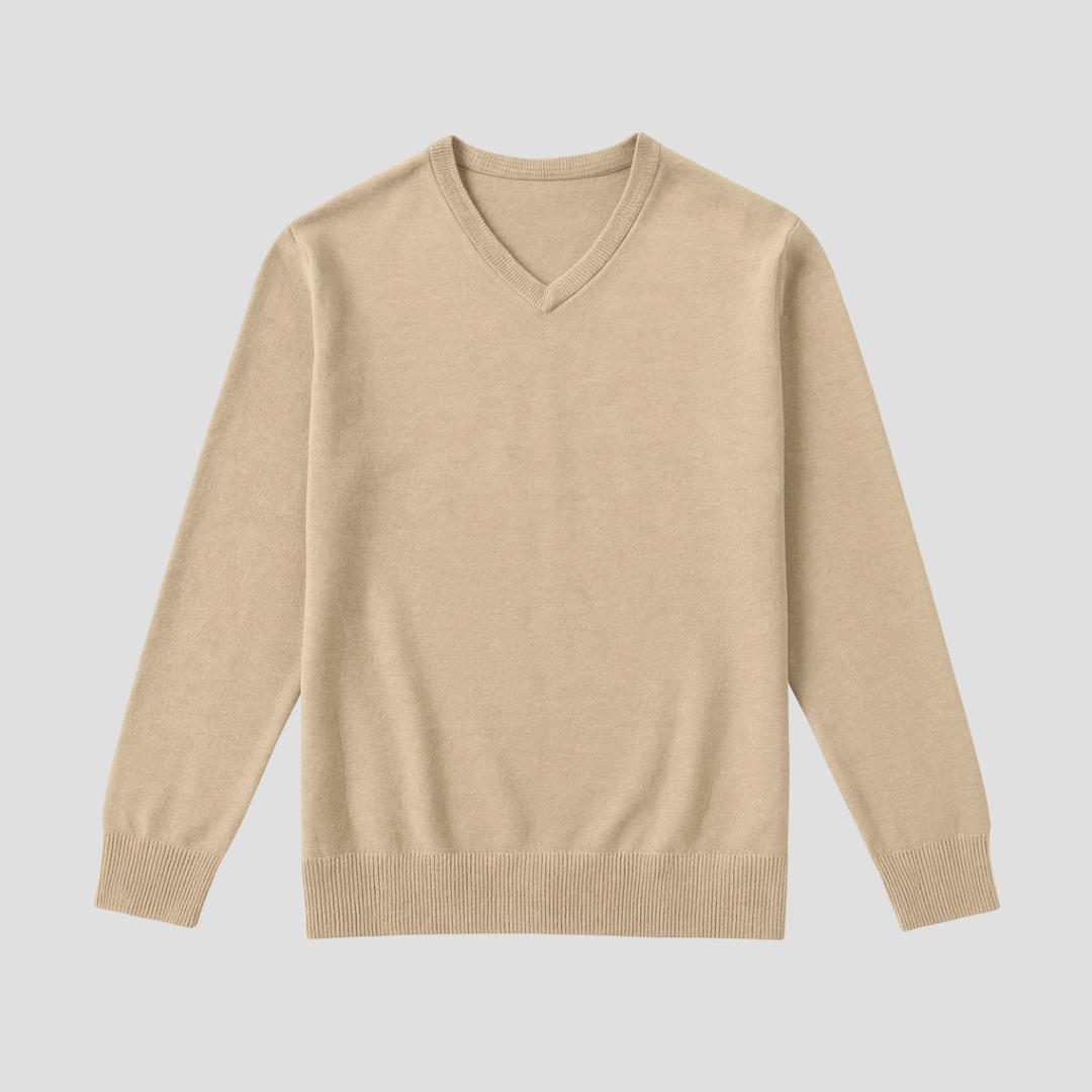 Men’s Classic V-Neck Fine Knit Sweater