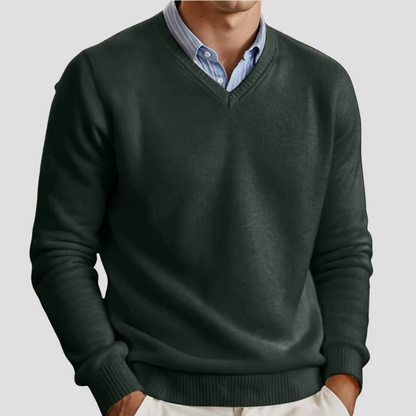 Men’s Classic V-Neck Fine Knit Sweater