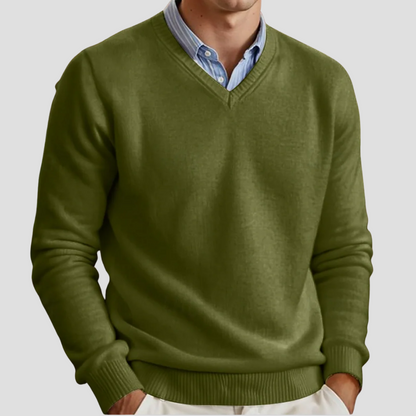 Men’s Classic V-Neck Fine Knit Sweater