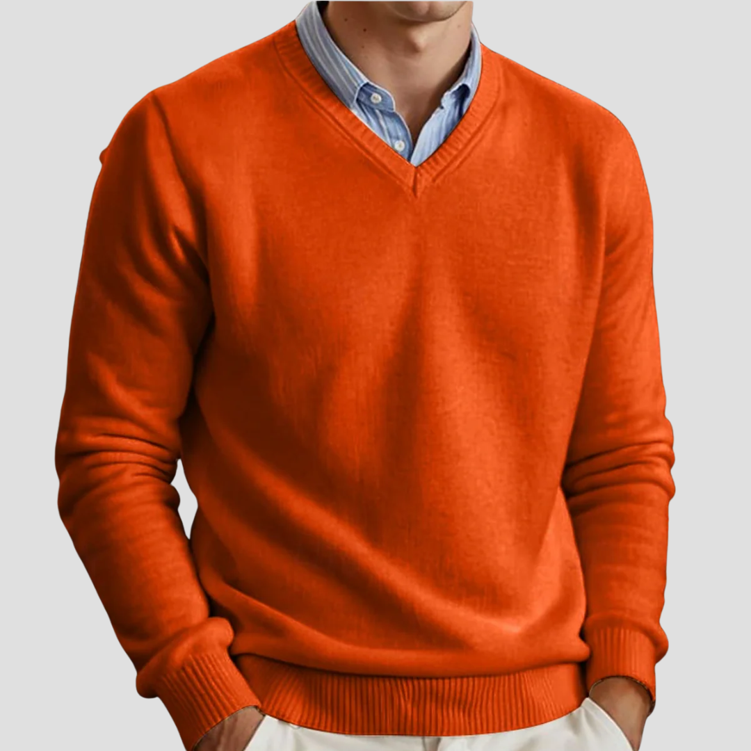 Men’s Classic V-Neck Fine Knit Sweater