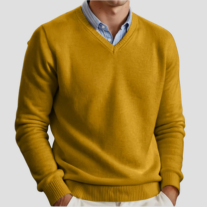 Men’s Classic V-Neck Fine Knit Sweater