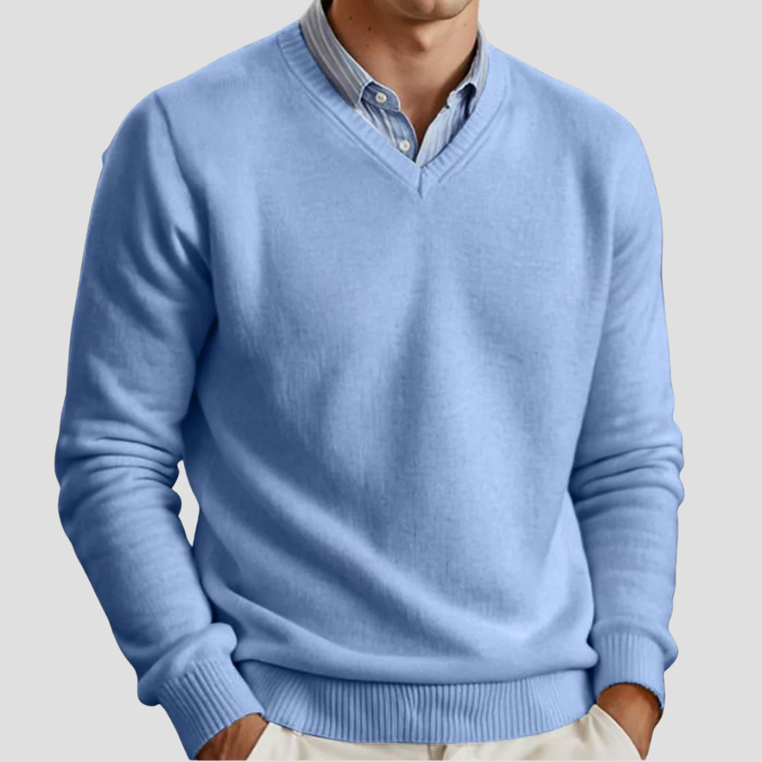 Men’s Classic V-Neck Fine Knit Sweater