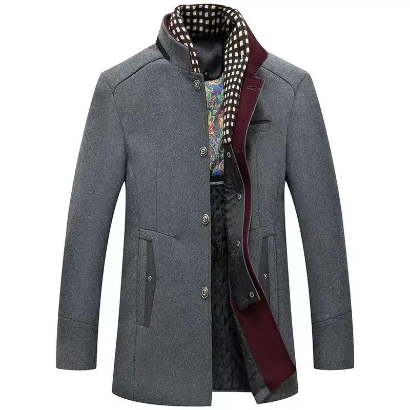 Stylish and warm men's winter coat with a stand-up collar