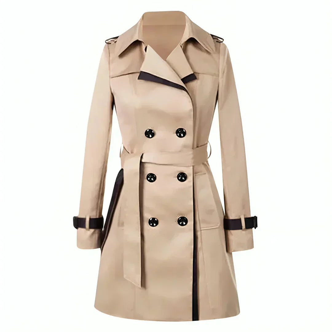 Classic Belted Women's Trench Coat with Adjustable Cuffs - BritishElegance