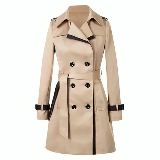 Classic Belted Women's Trench Coat with Adjustable Cuffs - BritishElegance