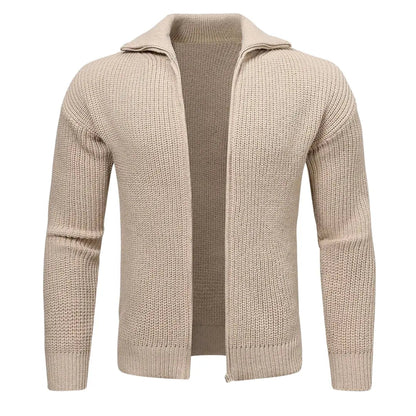 Zip Cardigan - Soft Blend Ribbed Panel And Two Way Zipper