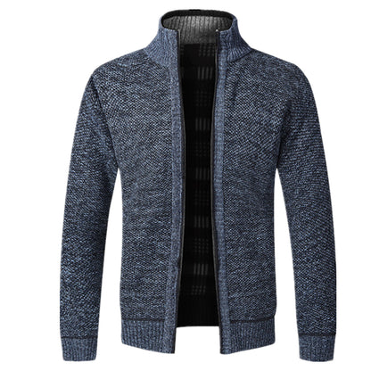 Men’s Textured Full Zip High Neck Knit Jacket