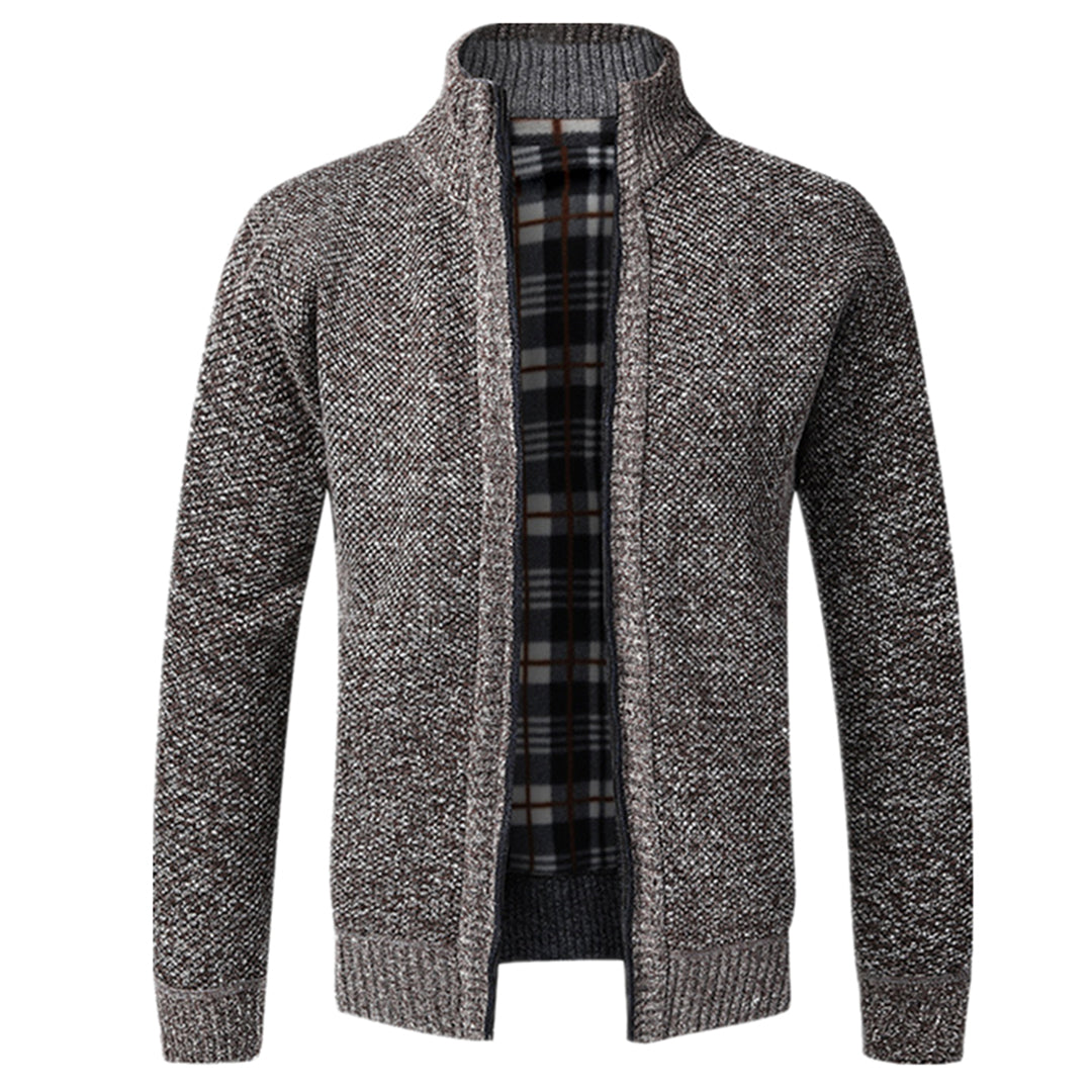 Men’s Textured Full Zip High Neck Knit Jacket