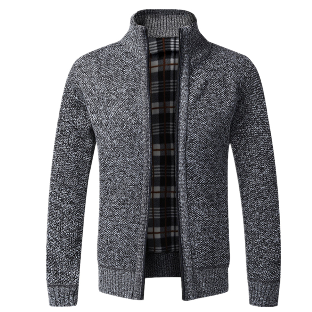 Men’s Textured Full Zip High Neck Knit Jacket