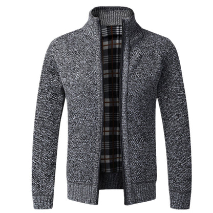 Men’s Textured Full Zip High Neck Knit Jacket