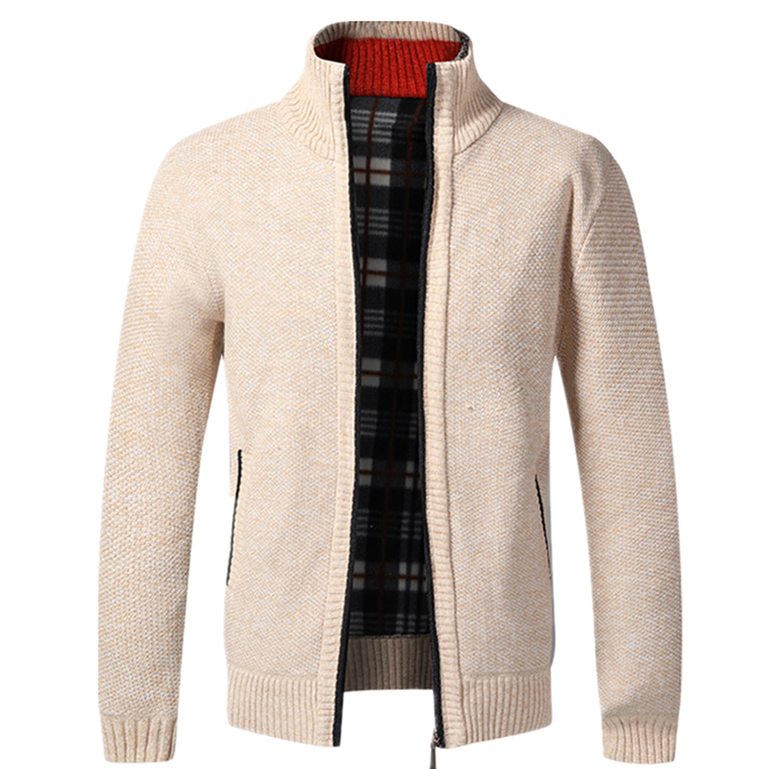 Men’s Textured Full Zip High Neck Knit Jacket