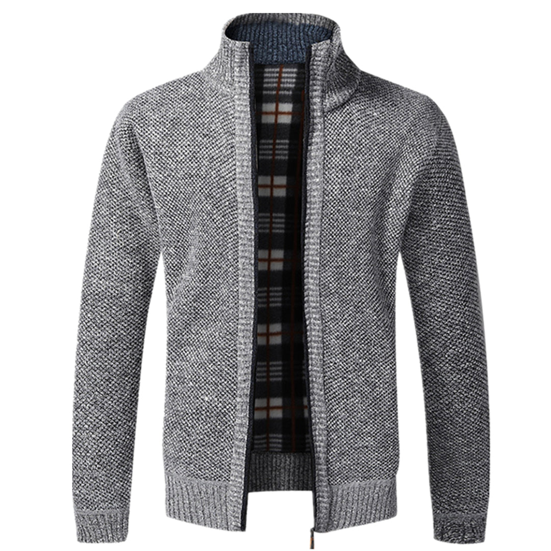 Men’s Textured Full Zip High Neck Knit Jacket