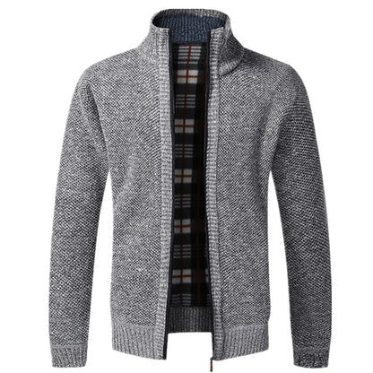 Men’s Textured Full Zip High Neck Knit Jacket