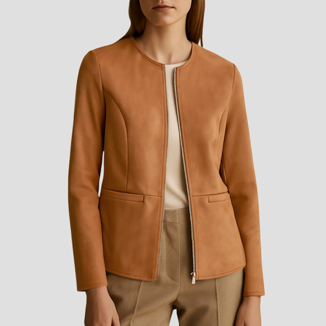 Women’s Minimalist Suede Zip-Up Jacket