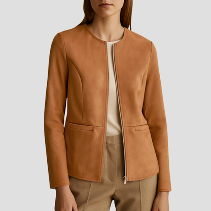 Women’s Minimalist Suede Zip-Up Jacket