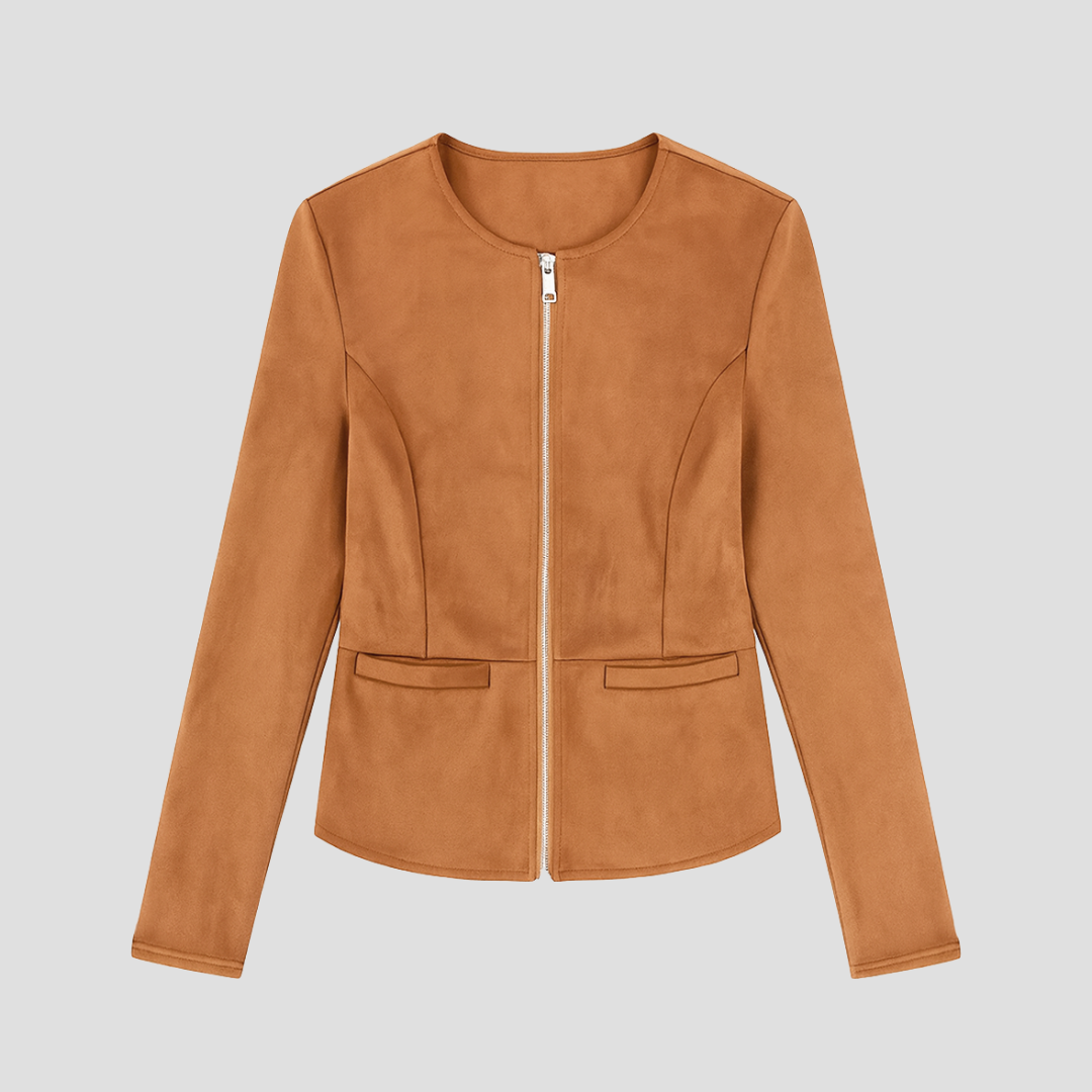 Women’s Minimalist Suede Zip-Up Jacket