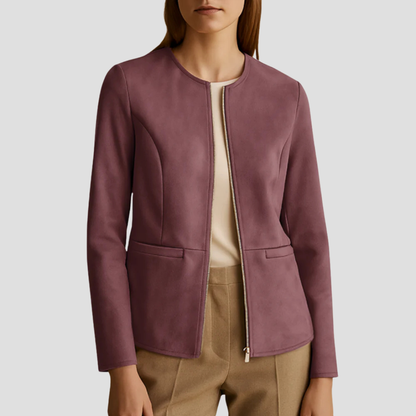 Women’s Minimalist Suede Zip-Up Jacket