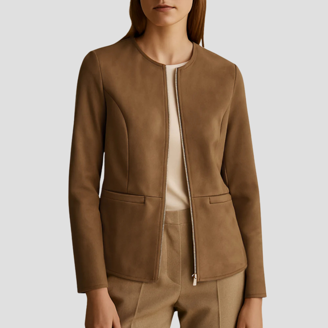 Women’s Minimalist Suede Zip-Up Jacket