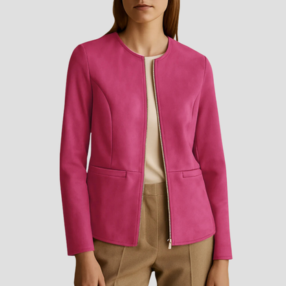 Women’s Minimalist Suede Zip-Up Jacket