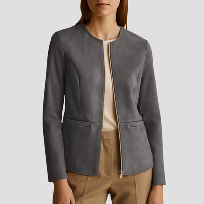 Women’s Minimalist Suede Zip-Up Jacket