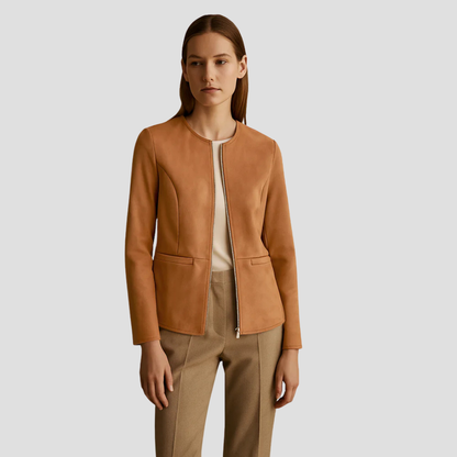 Women’s Minimalist Suede Zip-Up Jacket