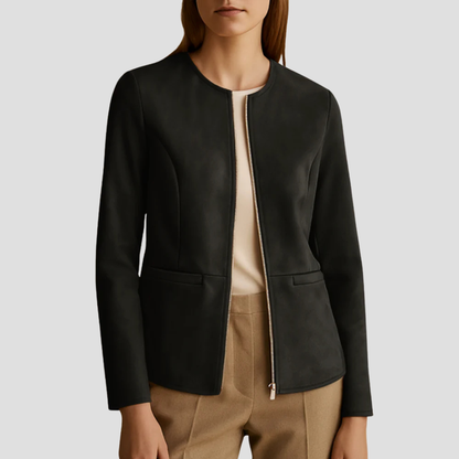 Women’s Minimalist Suede Zip-Up Jacket