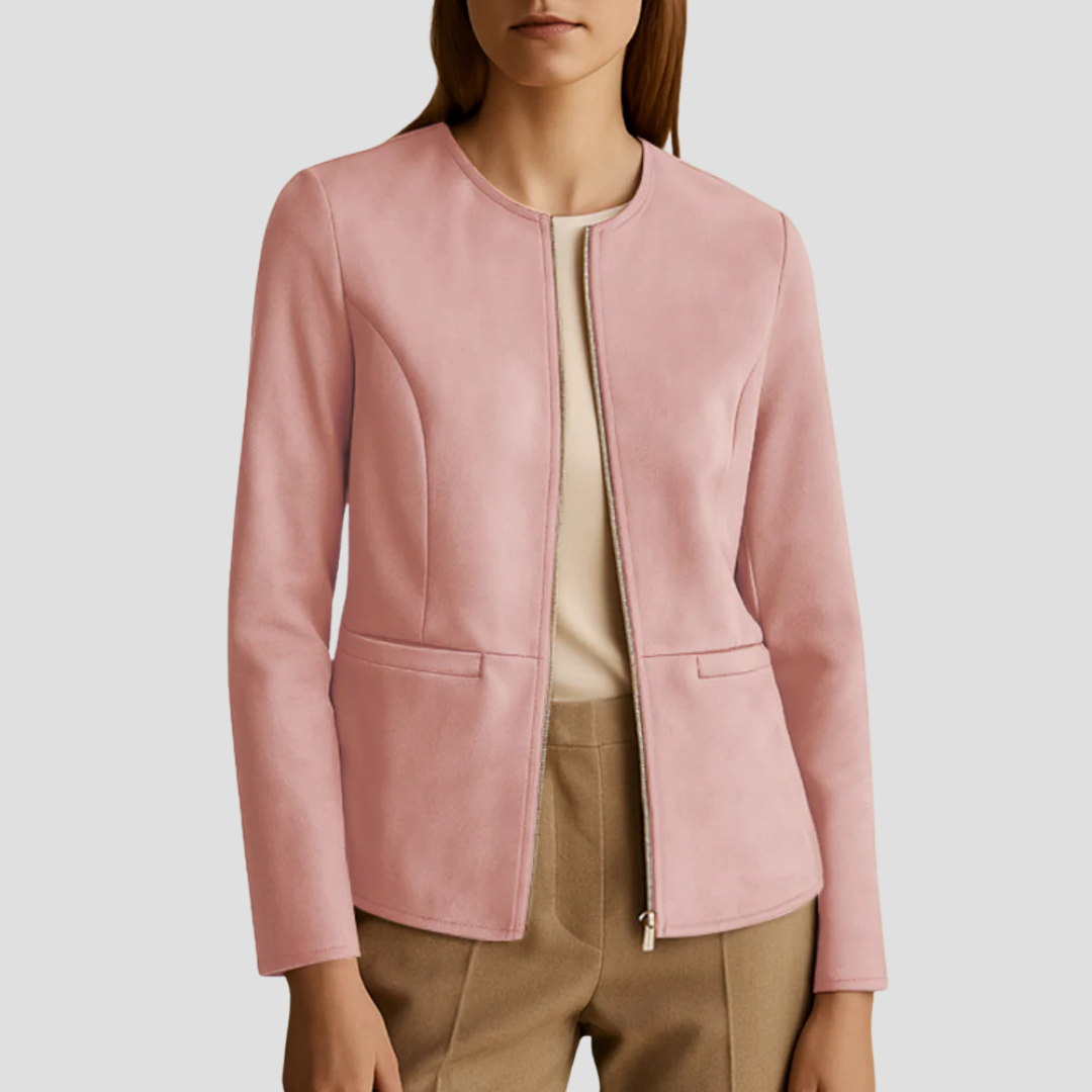 Women’s Minimalist Suede Zip-Up Jacket