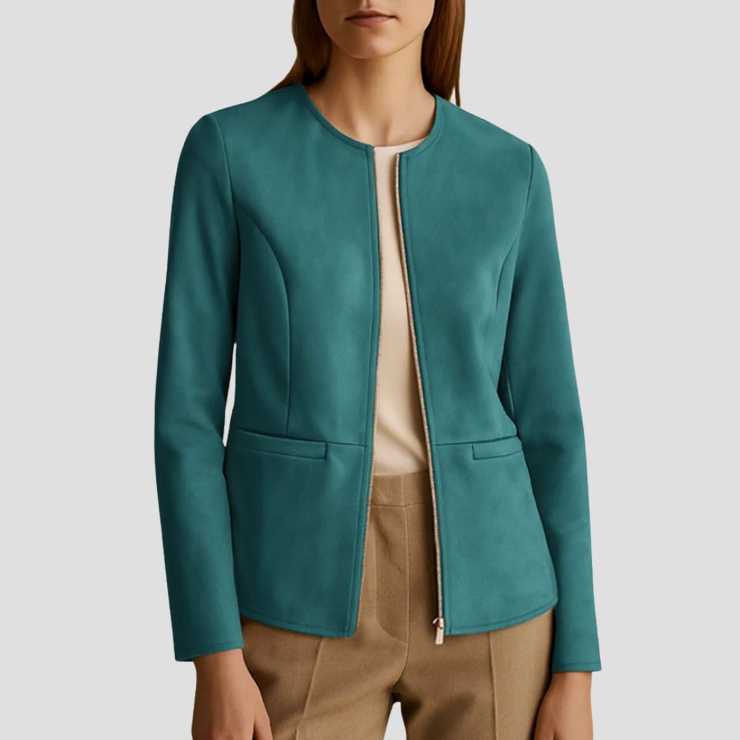 Women’s Minimalist Suede Zip-Up Jacket