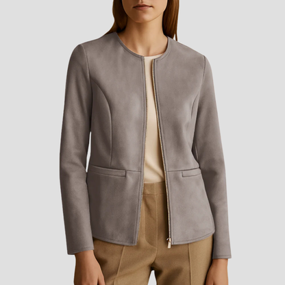 Women’s Minimalist Suede Zip-Up Jacket