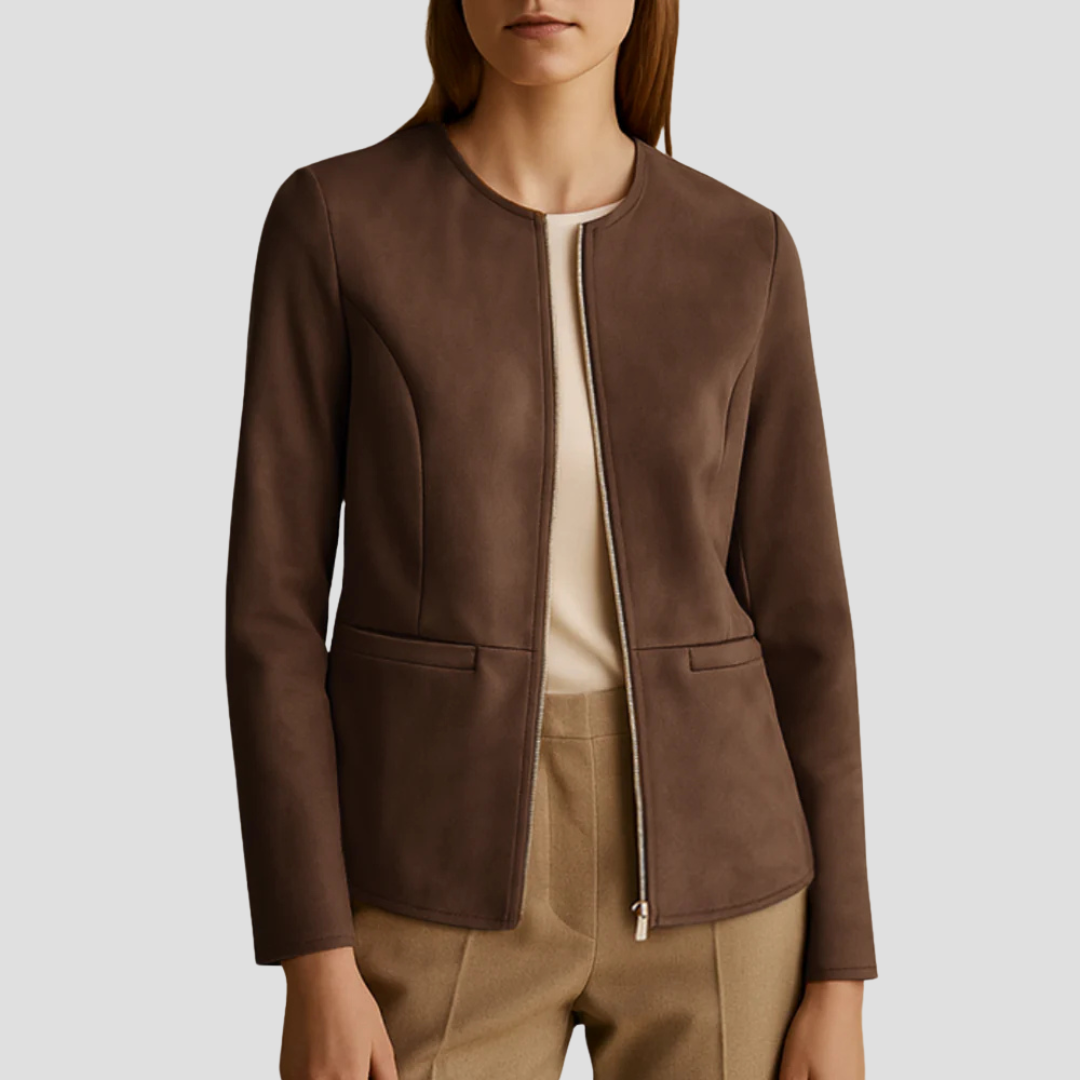 Women’s Minimalist Suede Zip-Up Jacket