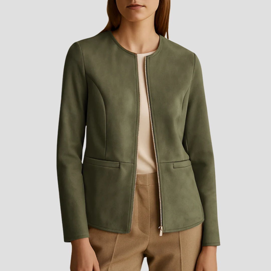 Women’s Minimalist Suede Zip-Up Jacket
