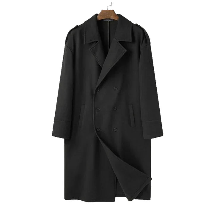 Long, loose-fitting men's overcoat