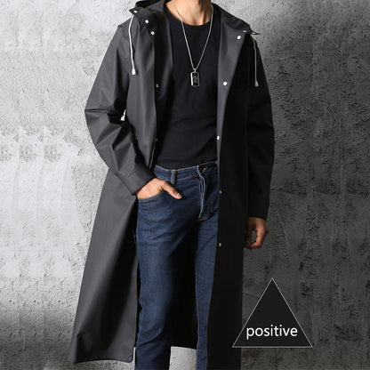 Long raincoat with hood for men