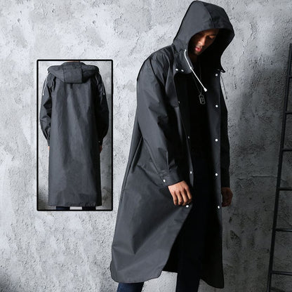 Long raincoat with hood for men