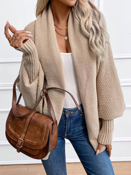 Elegant women's long-sleeved cashmere cardigan - perfect for winter