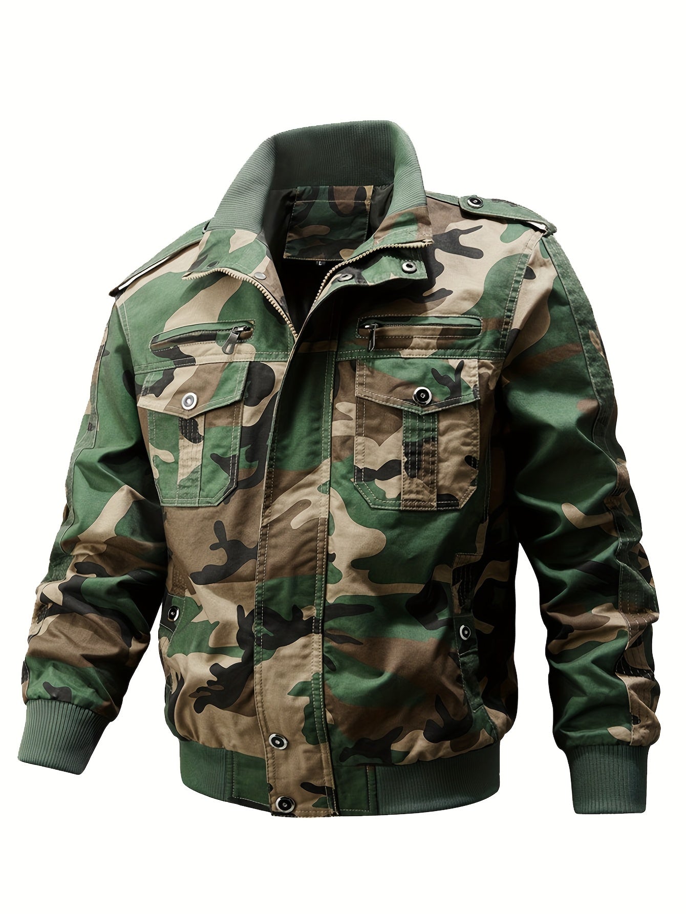 Waterproof Camo Mens Jacket With Multiple Pockets - BritishElegance