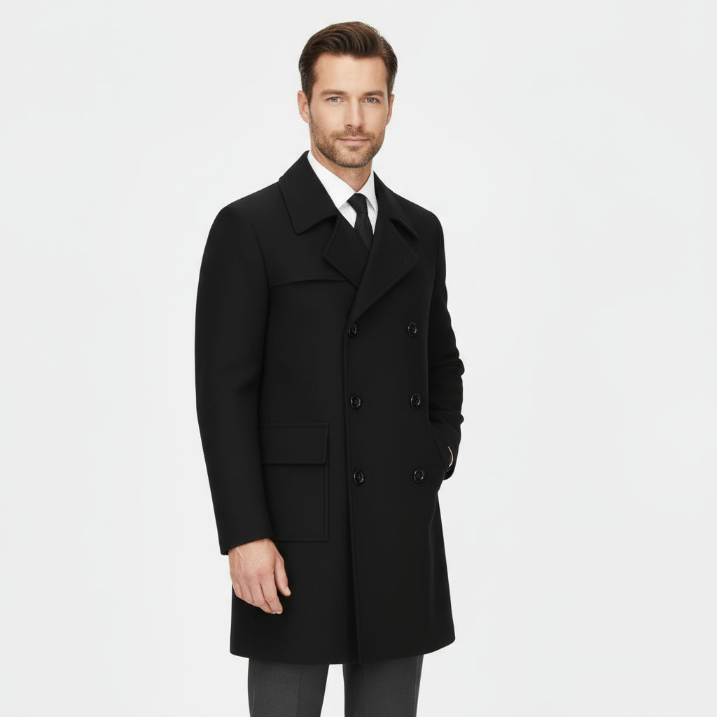Classic Fit Men's Wool Pea Coat - BritishElegance