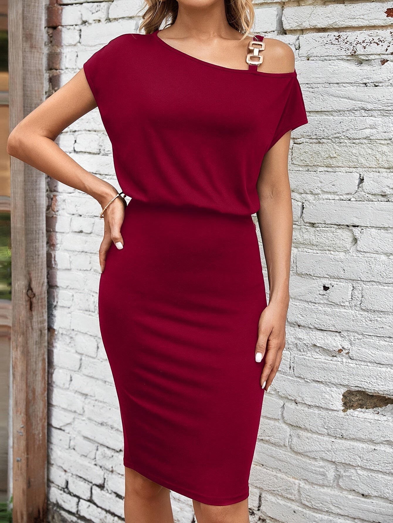 Elegant Off Shoulder Short Sleeve Women's Party Dress - BritishElegance