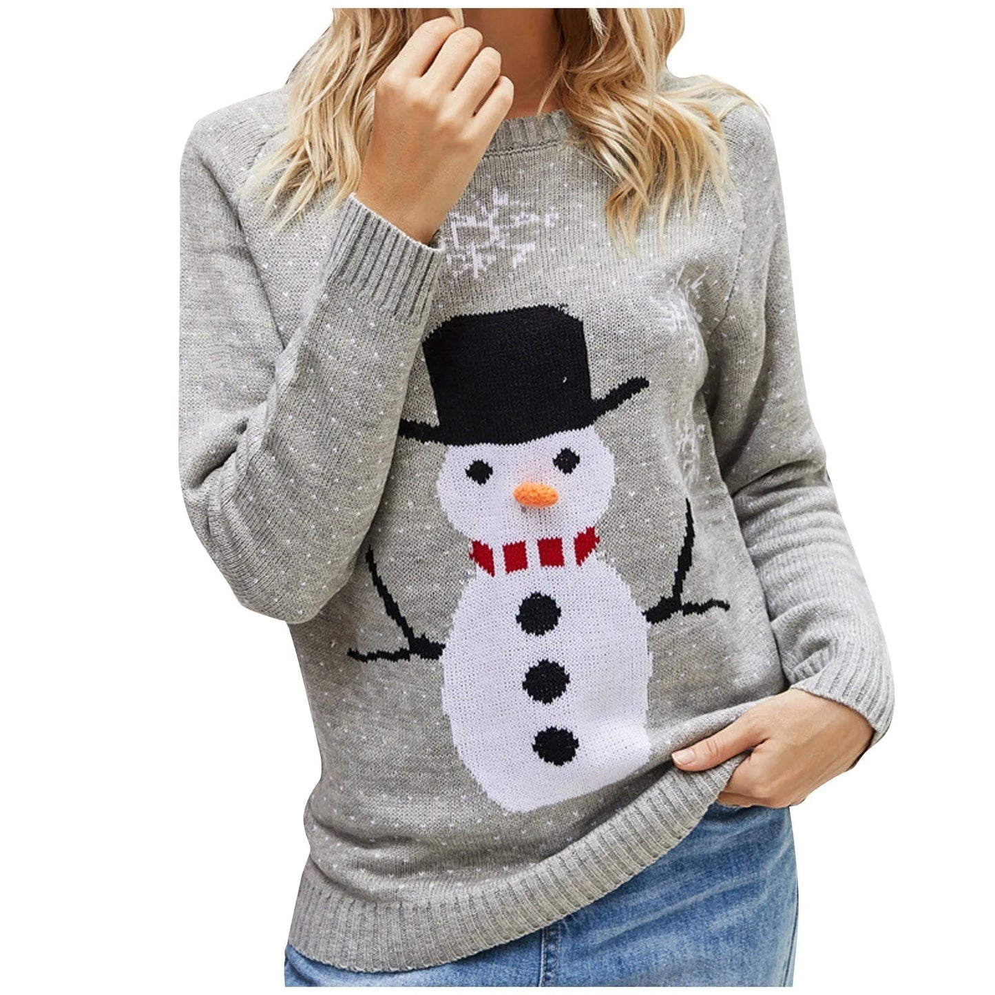 Christmas pullover snowman round neck winter - Elara
