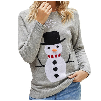 Christmas pullover snowman round neck winter - Elara