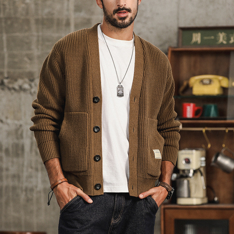Classic Men's Knit Cardigan Sweater - BritishElegance