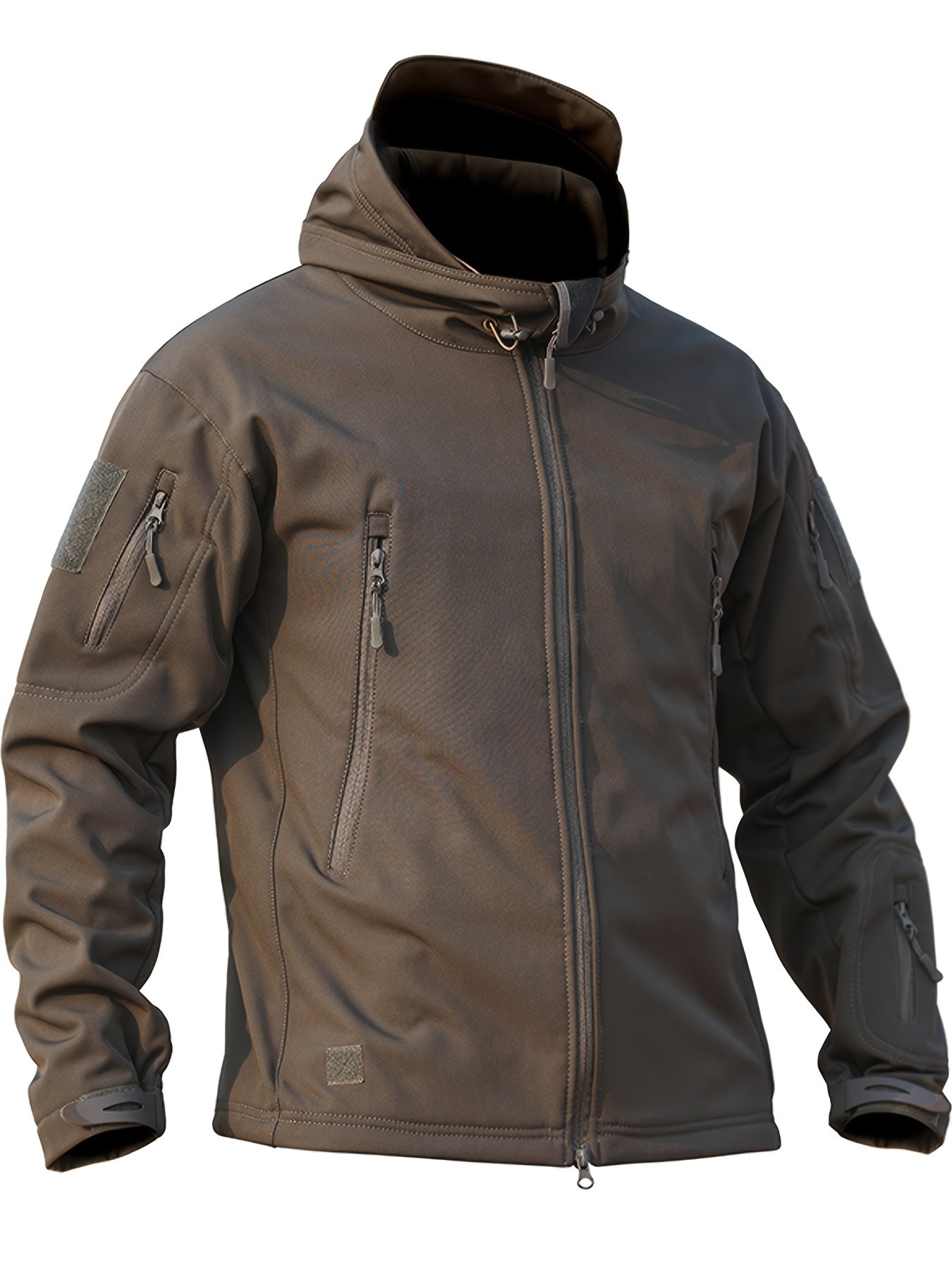 Waterproof Men's Hooded Fleece Jacket with Multiple Pockets
