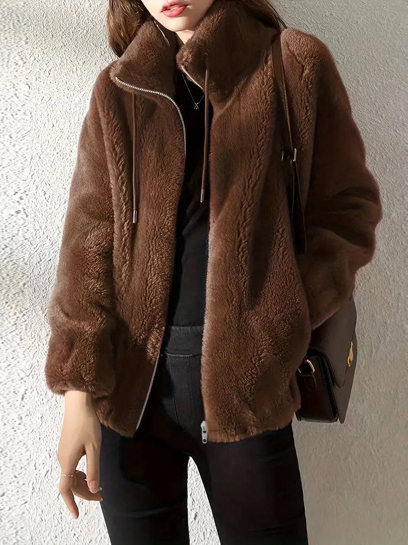 Luxurious Faux Fur Ladies Zip Coat