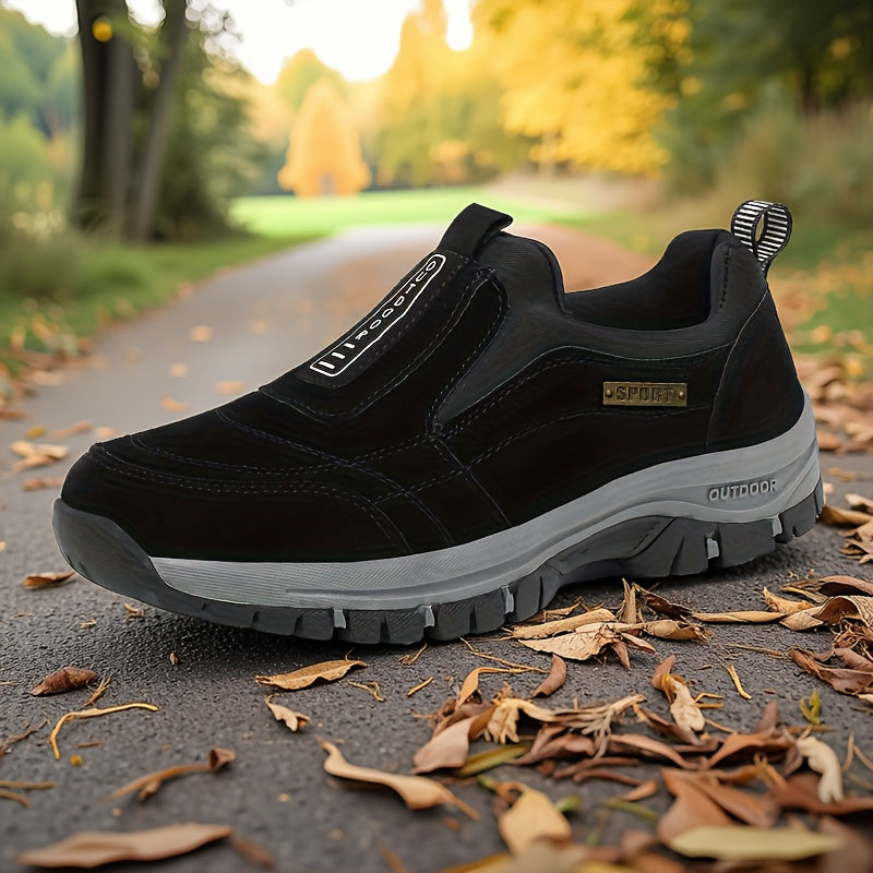 Men’s Slip-On Hiking Shoes – Lightweight Outdoor Walking Shoes with Cushioned Sole