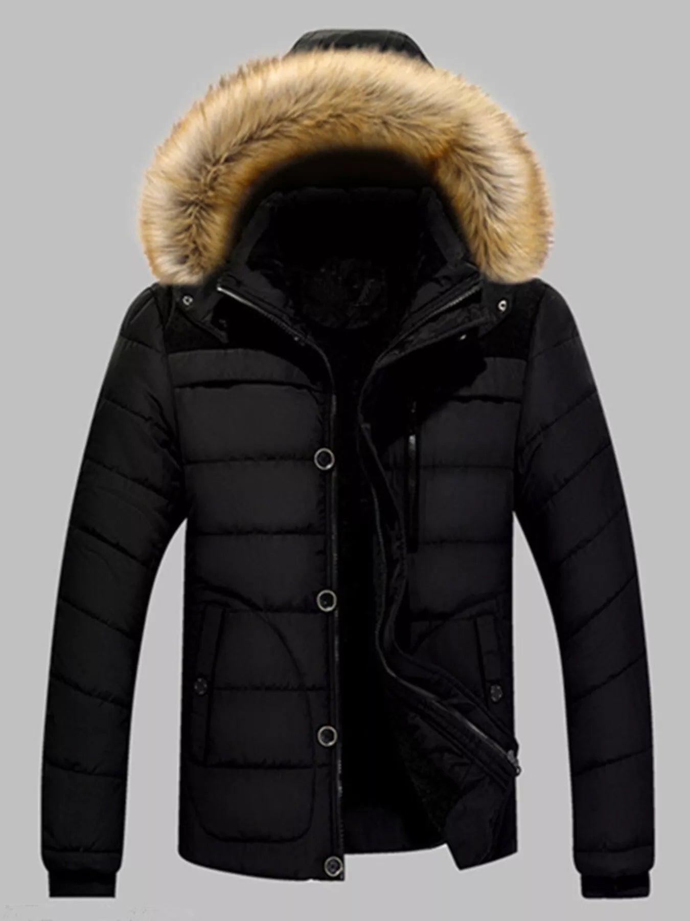Warmth Men's Thick Faux Fur Puffer Coat