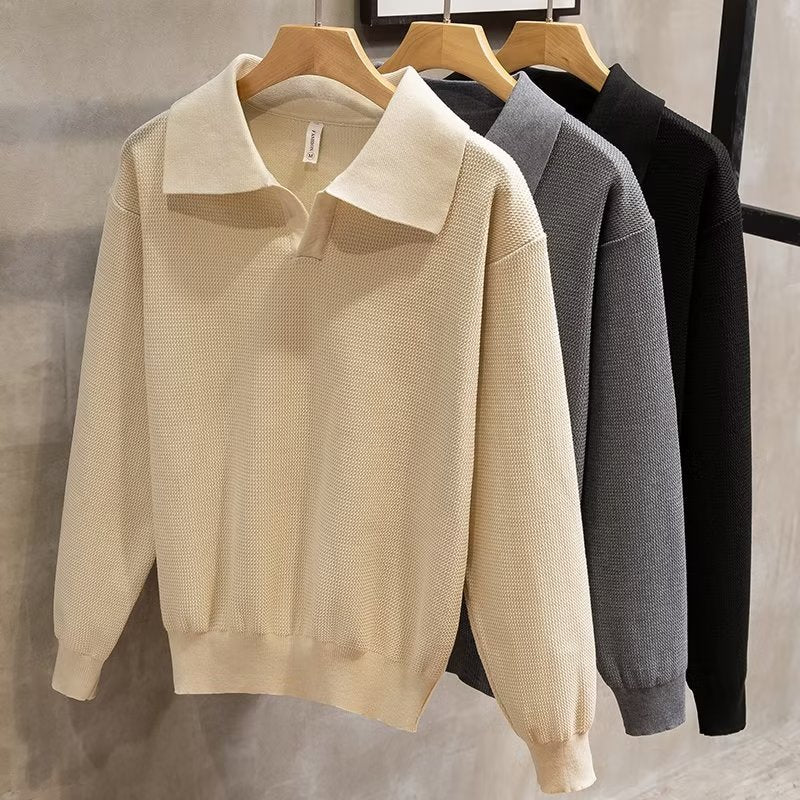 Classic Fit Mens Polo Knit Sweater - BritishElegance