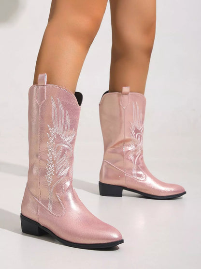 Decorative High Heel Ankle Boots